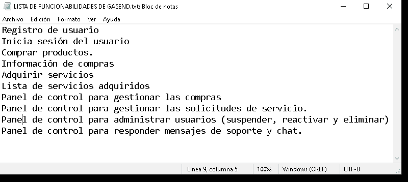 Lista de funciones para desarrollar aplicación