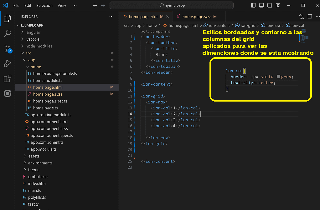 ionic grid